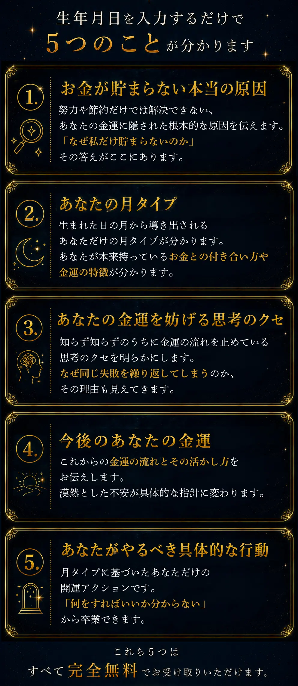 ５つのことが分かります